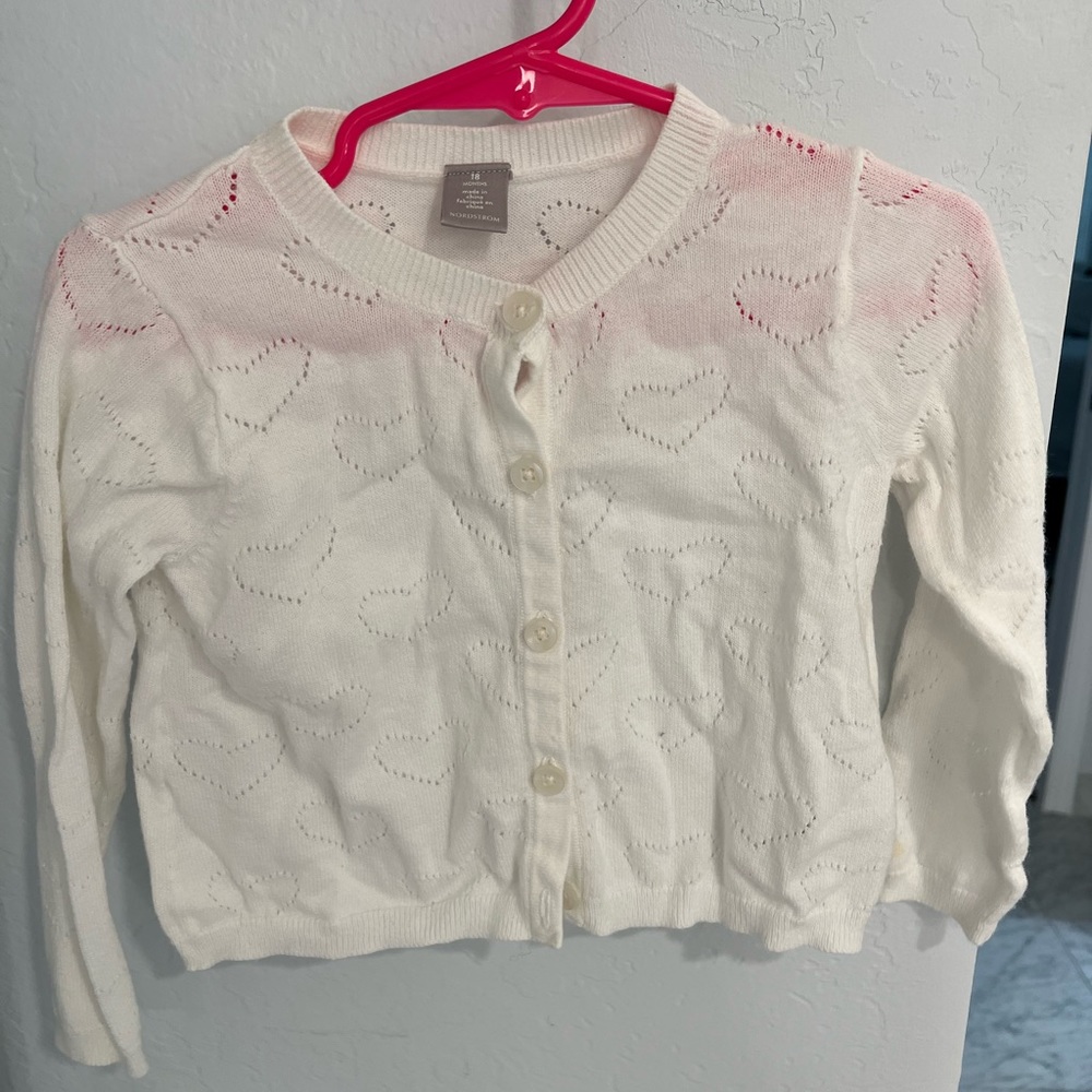 Cream cardigan with heart design from Nordstrom brand sz 18 months